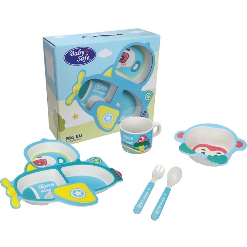 Baby Safe Dino Pesawat Feeding Set Alat Makan Anak Komplit Kado Hadiah MPASI Set Bayi Makan
