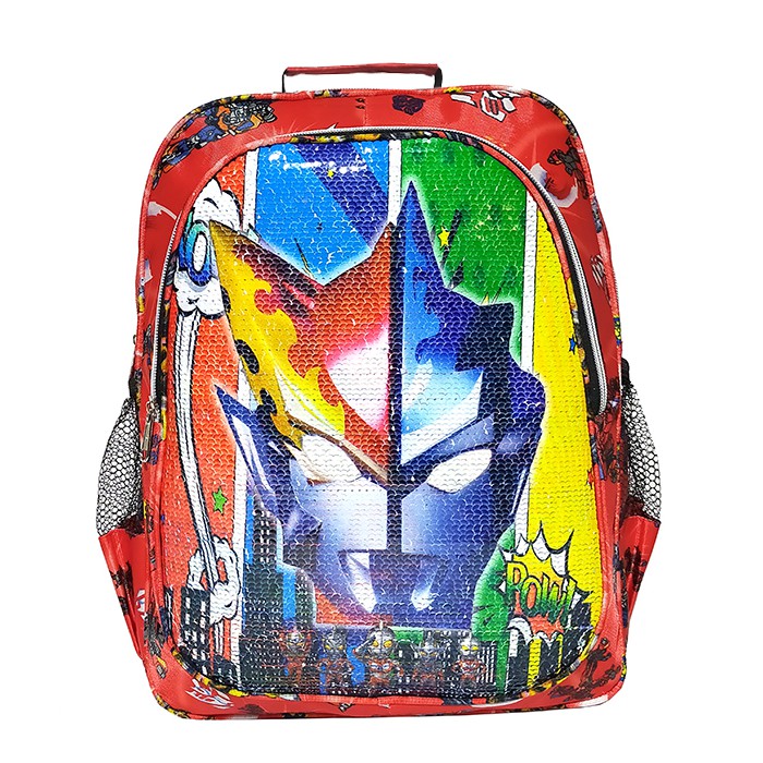 TAS RANSEL SEQUIN / USAP 2 GAMBAR KARAKTER IRON MAN - ULTRAMAN ANAK SEKOLAH TK / SD