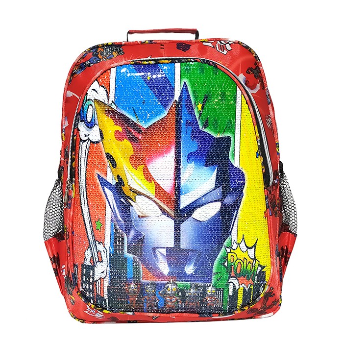 TAS RANSEL SEQUIN / USAP 2 GAMBAR KARAKTER ULTRAMAN - TOBOT ANAK SEKOLAH TK / SD