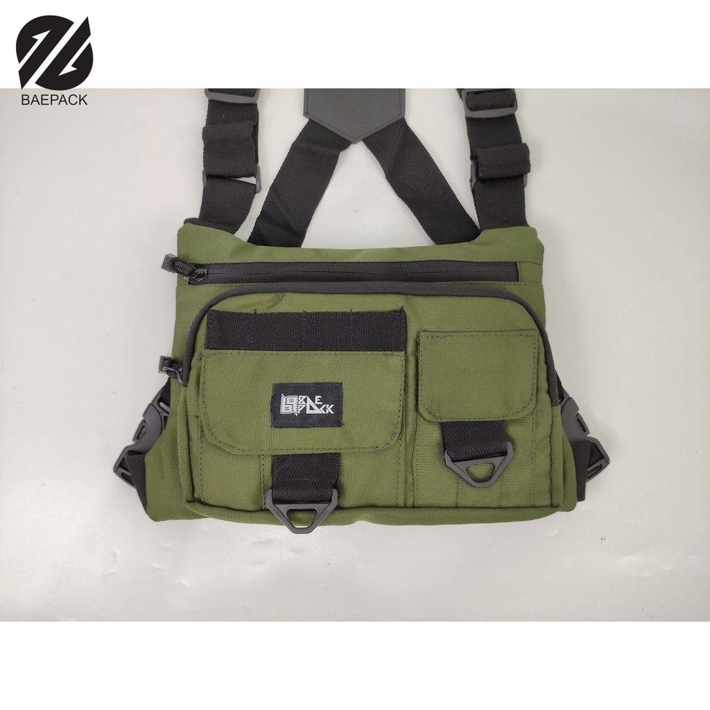 Tas Dada Premium Chest Bag Nathan Hijau Army Baepack / Tas Dada Pria / Chest Bag Cowok / Original Baepack