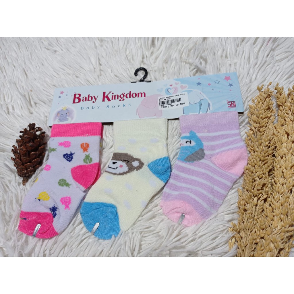 Kaos kaki Bayi Haritsa baby socks Baby Kingdom Laki-laki &amp; Prempuan Isi 3 Pcs