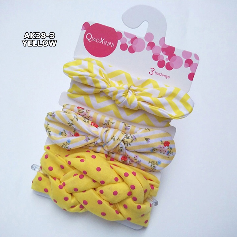 BANDANA BAYI ANAK PEREMPUAN 3in1 HEADBAND BABY BANDO MOTIF PITA FASHION KOREA IMPORT AK38