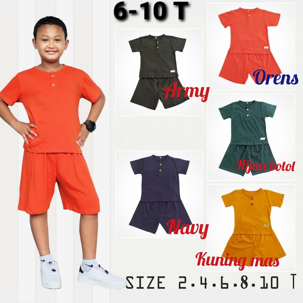 Setelan Kancing Anak Unisex Neeca Kiddos Junior Size 6-10 Tahun