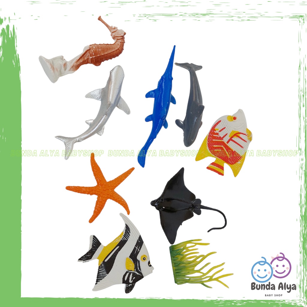 Mainan Edukasi Anak Animal Mini  Mainan Anak Hewan Laut  Mainan Miniatur Isi 9 SNI Mainan Figure Hewan Laut Ikan Laut