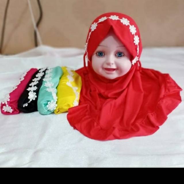 jilbab / anak / bayi / hijab /allsize 0-3 tahun/ BUNGA MELATI / STOK