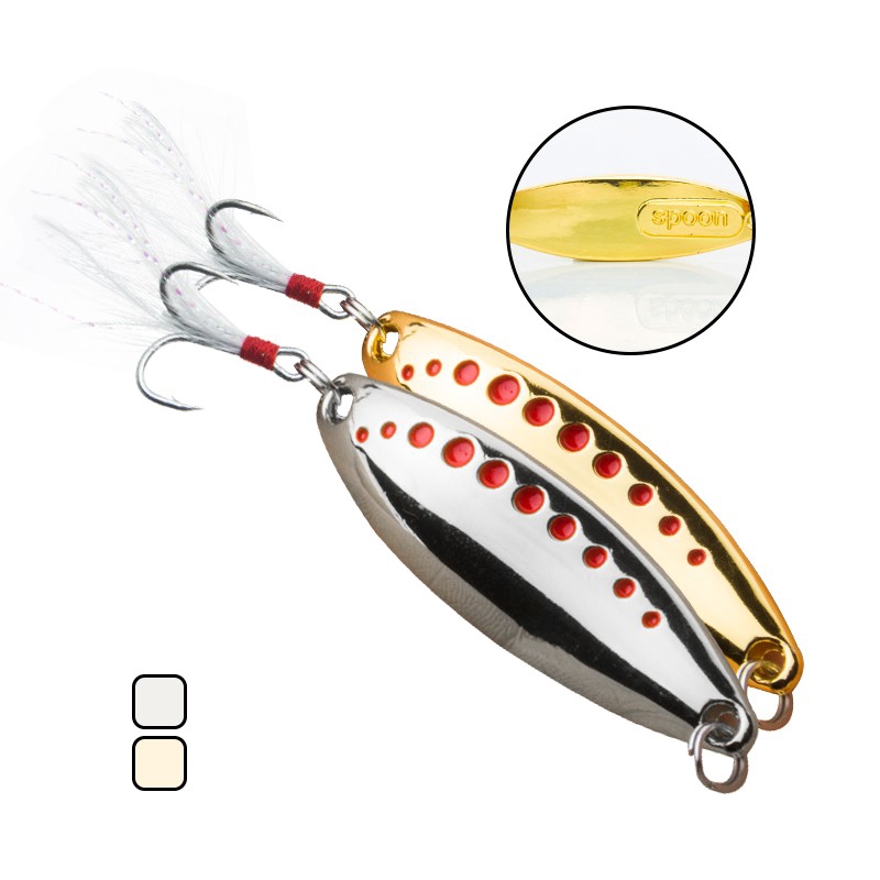 Umpan Pancing Spoon Bahan Metal Warna Gold / Silver dengan Sequin