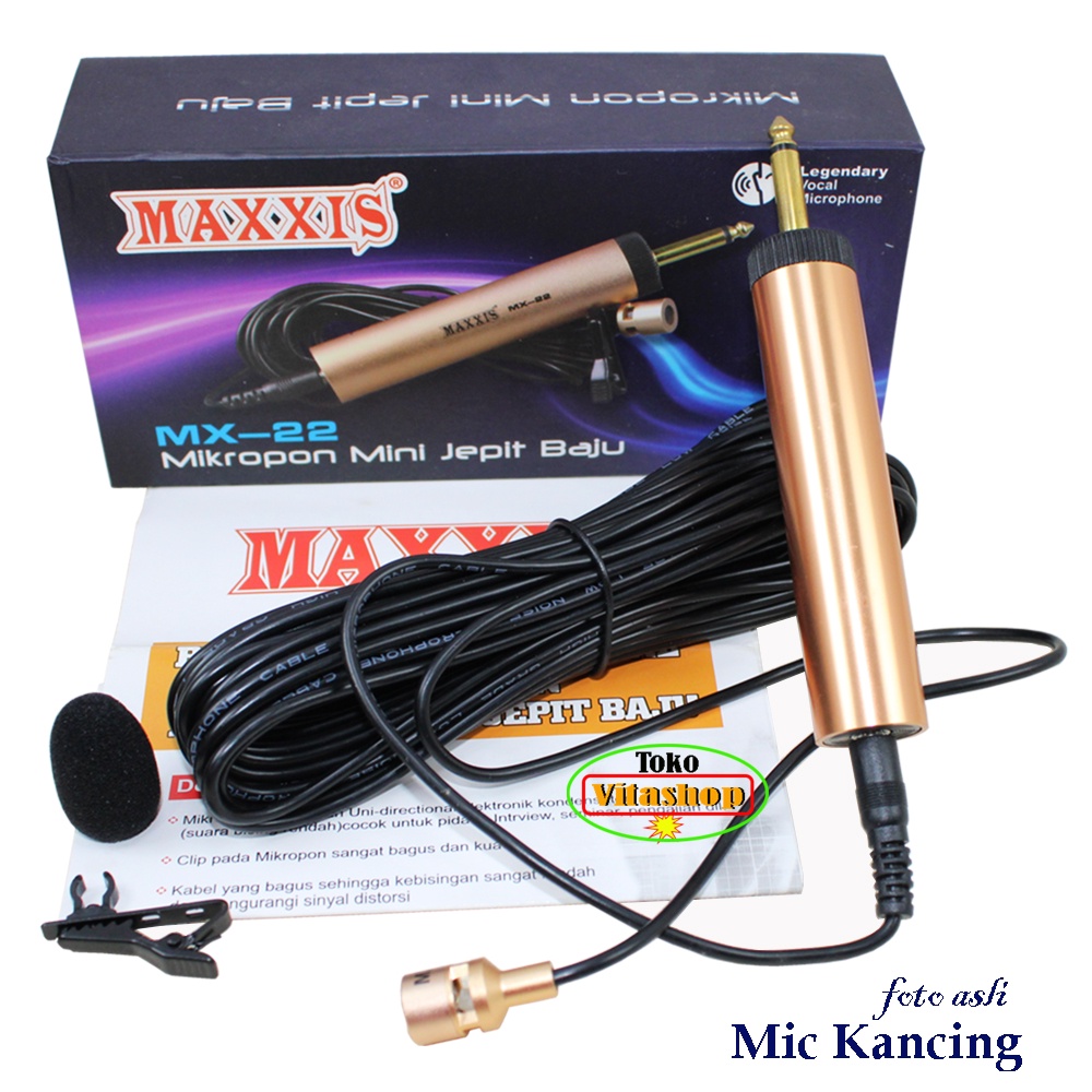 MIC KANCING MAXXIS MX-22 MIK CLIP ON MICROPHONE JEPIT KABEL 10 METER MIKROPON CONDENSOR