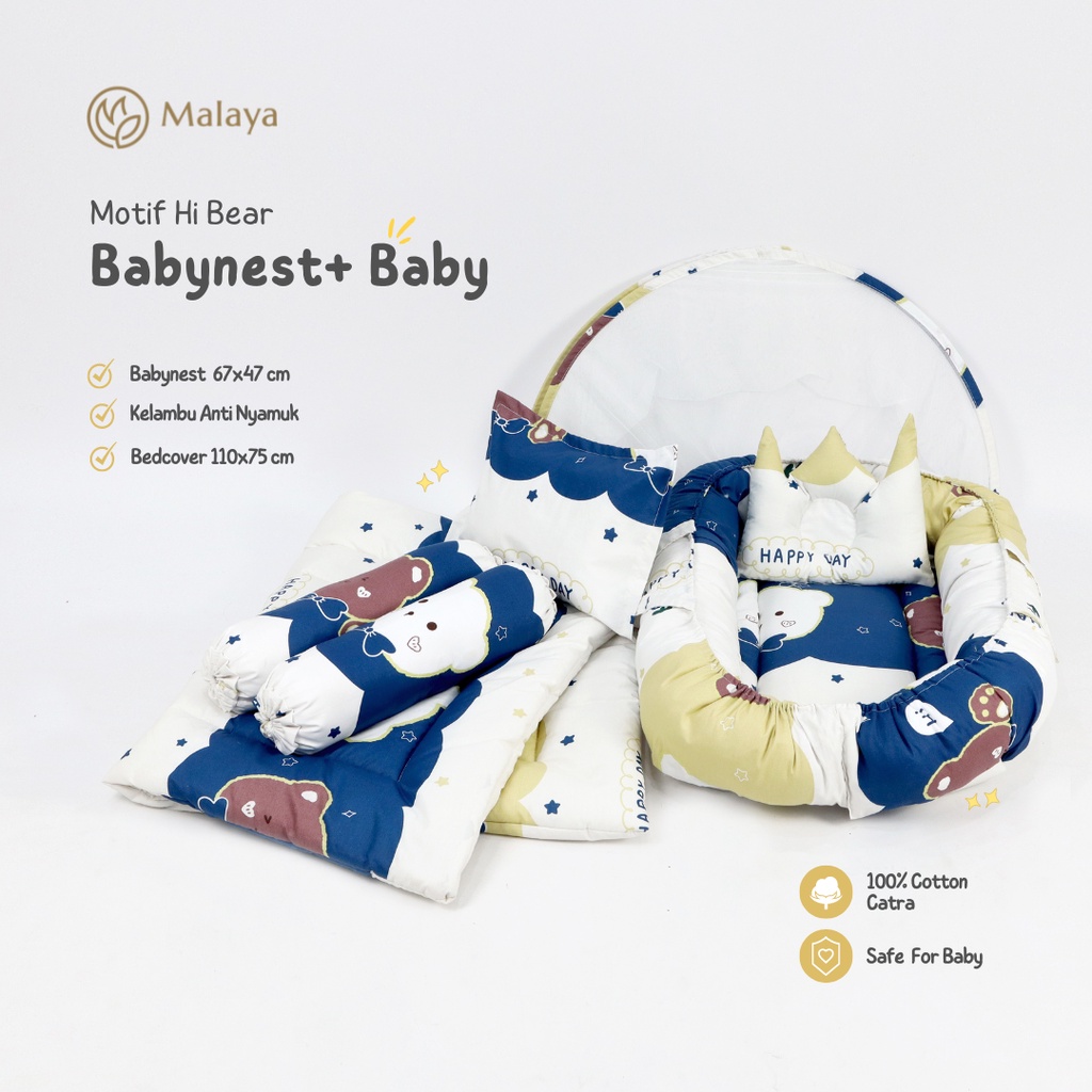 PAKET BABYNEST PLUS BEDCOVER SET / BABY NEST KELAMBU DAN BADCOVER SET BAYI / KASUR BAYI PERAHU DAN BEDDING SET MALAYA BABY / BABY BED SET DAN KASUR KELAMBU BAYI NEWBORN