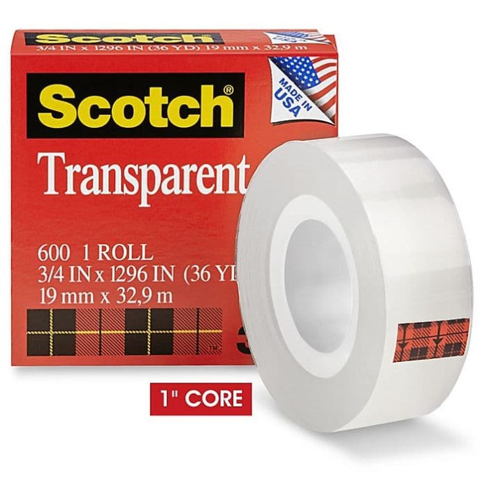 

Hemat 3M Scotch Transparent Tape 600 - 3/4 Inch X 36 Yard Berkualitas