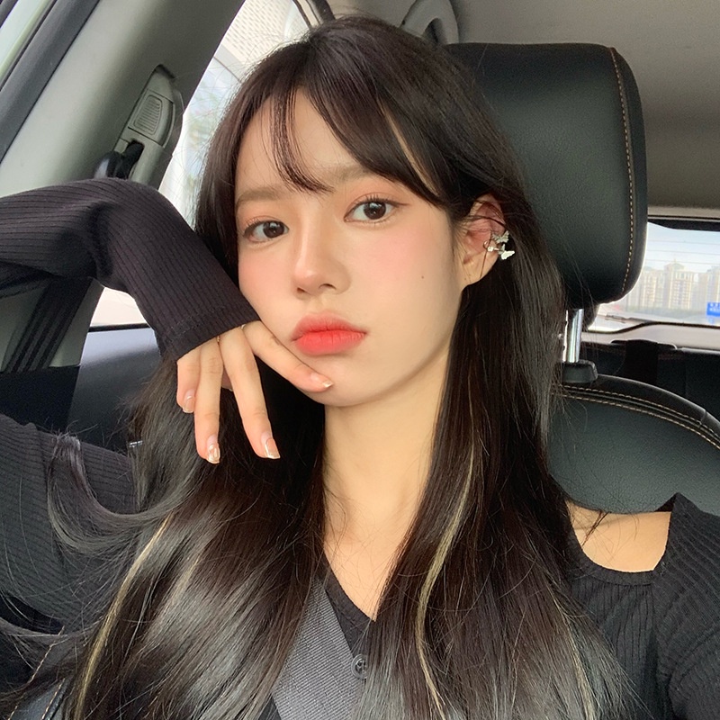Papaozhu 1PC Chic s925 Perak Ganda Kupu-Kupu Klip Anting-Anting Untuk Wanita Perempuan Bergaya Non Tindik Cuff Earrings Telinga Perhiasan