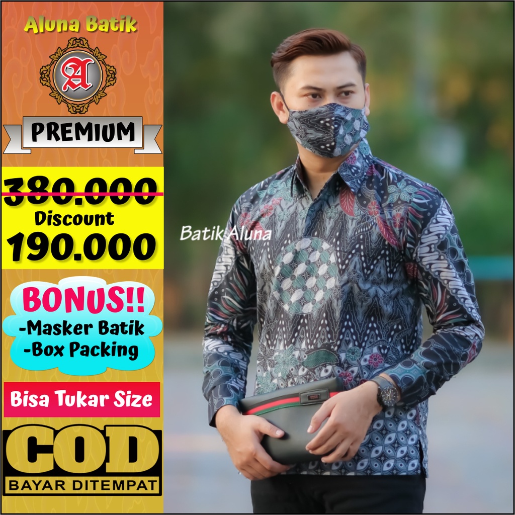 Baju Kemeja Pria Motif Batik Lengan Panjang Premium Aluna Batik PCW 103