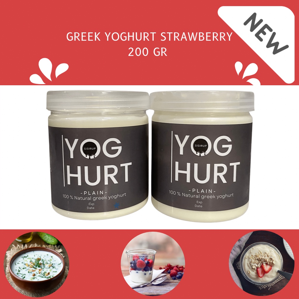 Greek Yoghurt Strawberry/Stroberi 200 GR / Homemade Greek Yoghurt