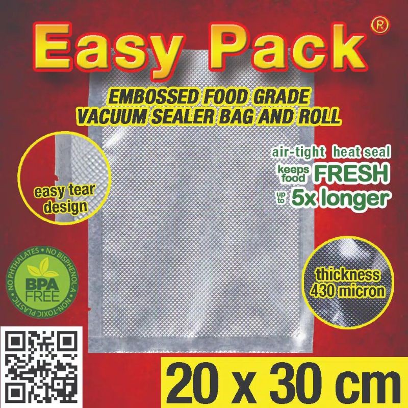 20x30 Plastic Vacuum Embossed Plastik Vacum Makanan Emboss Bag Easy Pack