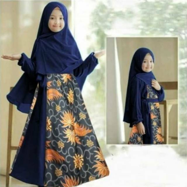 Paling Inspiratif Model Baju Gamis Anak Kombinasi Batik