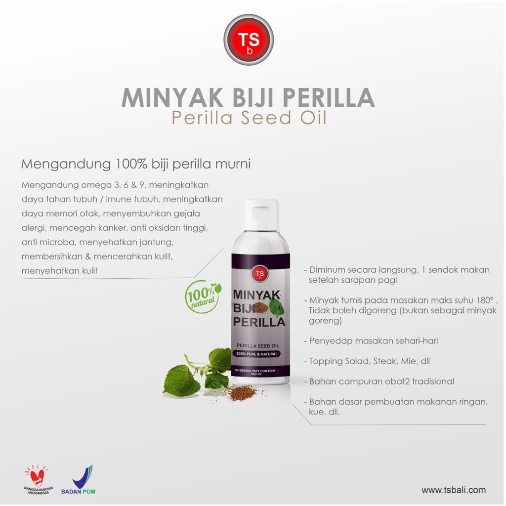 

Minyak Biji Perilla / Perilla Seed Oil Food Grade 100% Murni & Alami - 100ml