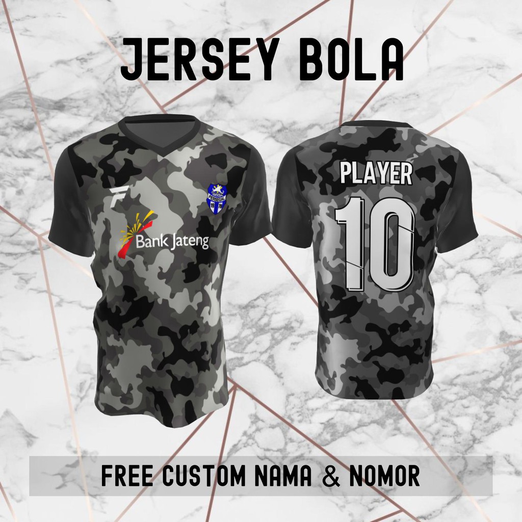 Jersey Persegal Tegal Loreng Abu Klub Bola Baju Kaos Custom Nama dan Nomor Punggung - 679