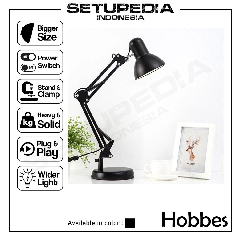 Hobbes Lampu Arsitek Original Architect Lamp Belajar Membaca Tidur Desk Setup PC Komputer Gaming Wor