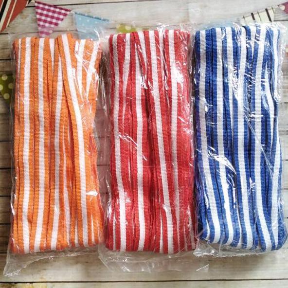 

TERMURAH Pita natal bis garis putih 1cm rol 15m