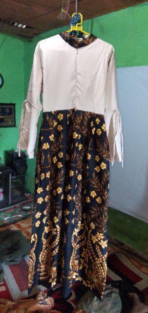 Dt Collection - Batik Gamis Katun Mix Ballotely Motif Cendrawasih Busana Muslim Wanita/cewekbaju Mus