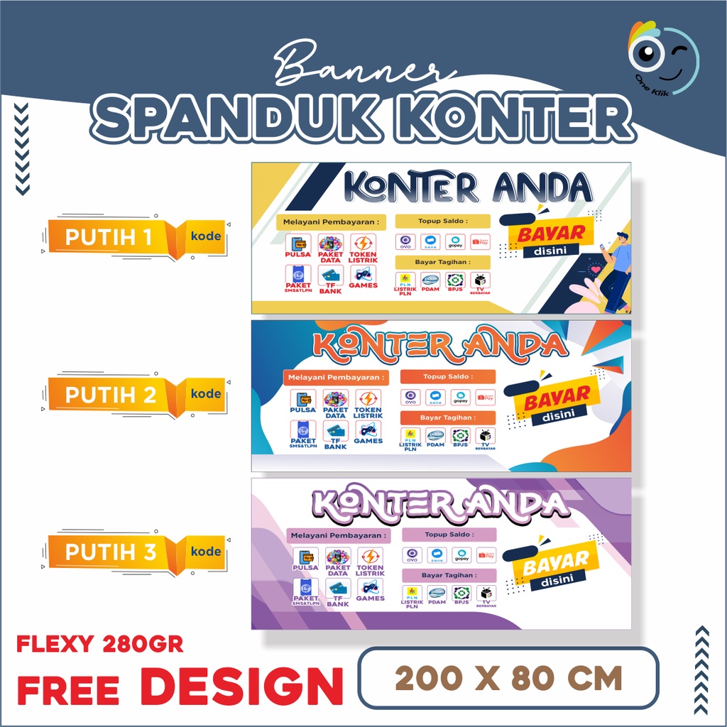 Spanduk Banner Konter / Banner Konter / Aksesoris Konter / FREE DESIGN / Aksesoris Konter / Spanduk 
