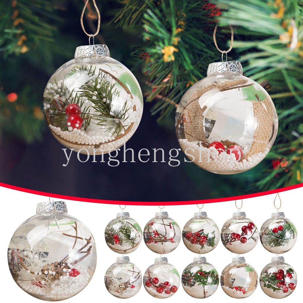 Ornamen Liontin Bola Salju Transparan Ukuran 8cm Untuk Dekorasi Pohon Natal