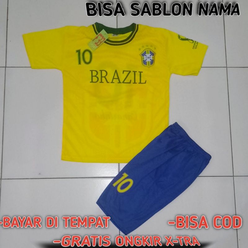 SETELAN BAJU BOLA BRAZIL BAJU BOLA TERBARU 202W PAKAIAN OLAHRAGA SEPAKBOLA ANAK LAKI LAKI