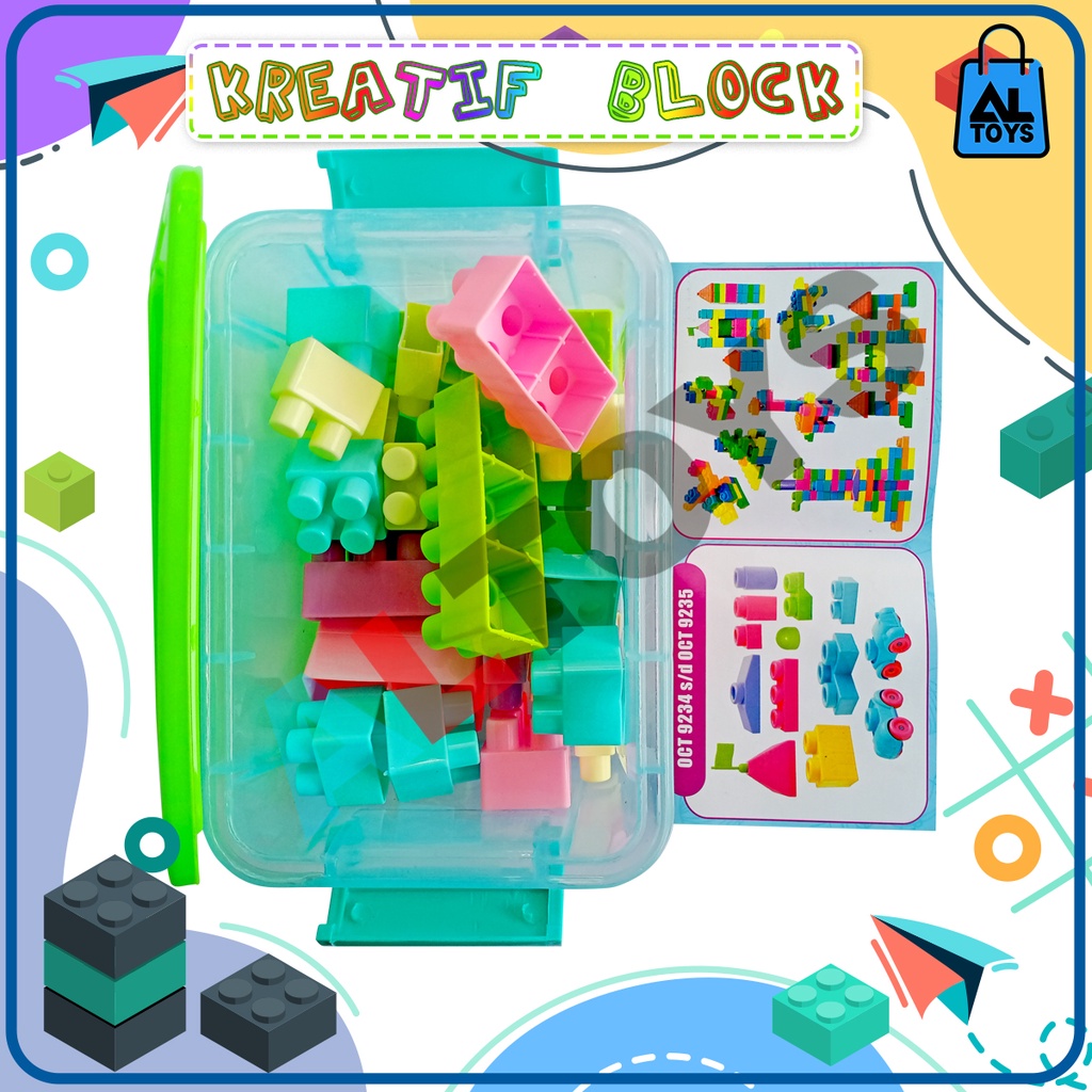 Mainan Edukasi Susun Balok Kreatif Block OCT9217 Box Bagus Isi 29pcs