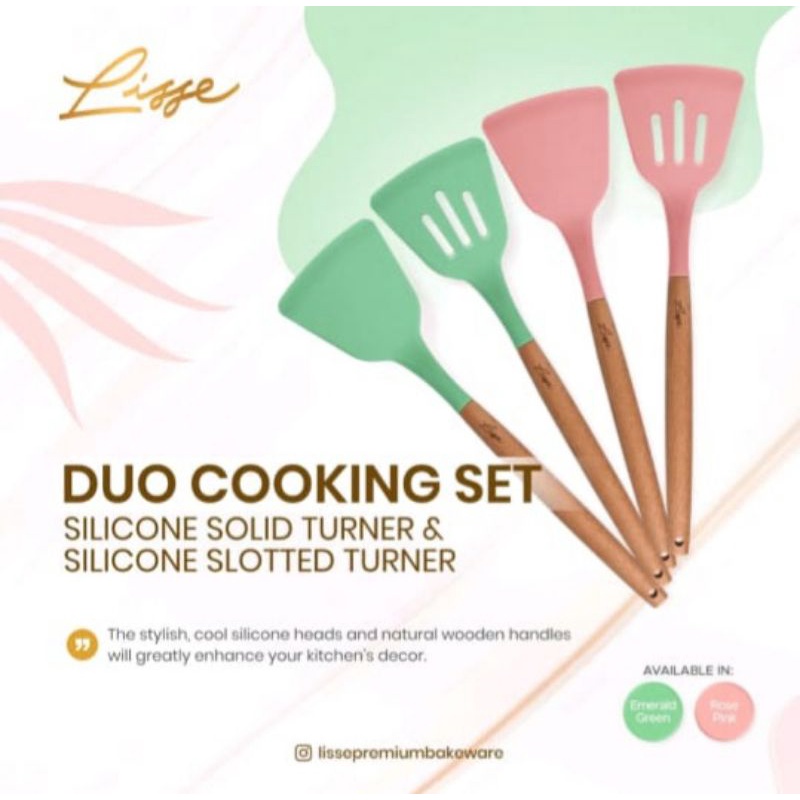 Lisse Spatula Sutil Silicone Silikon Duo Cooking Set FDA Approved Food Grade Tahan Panas