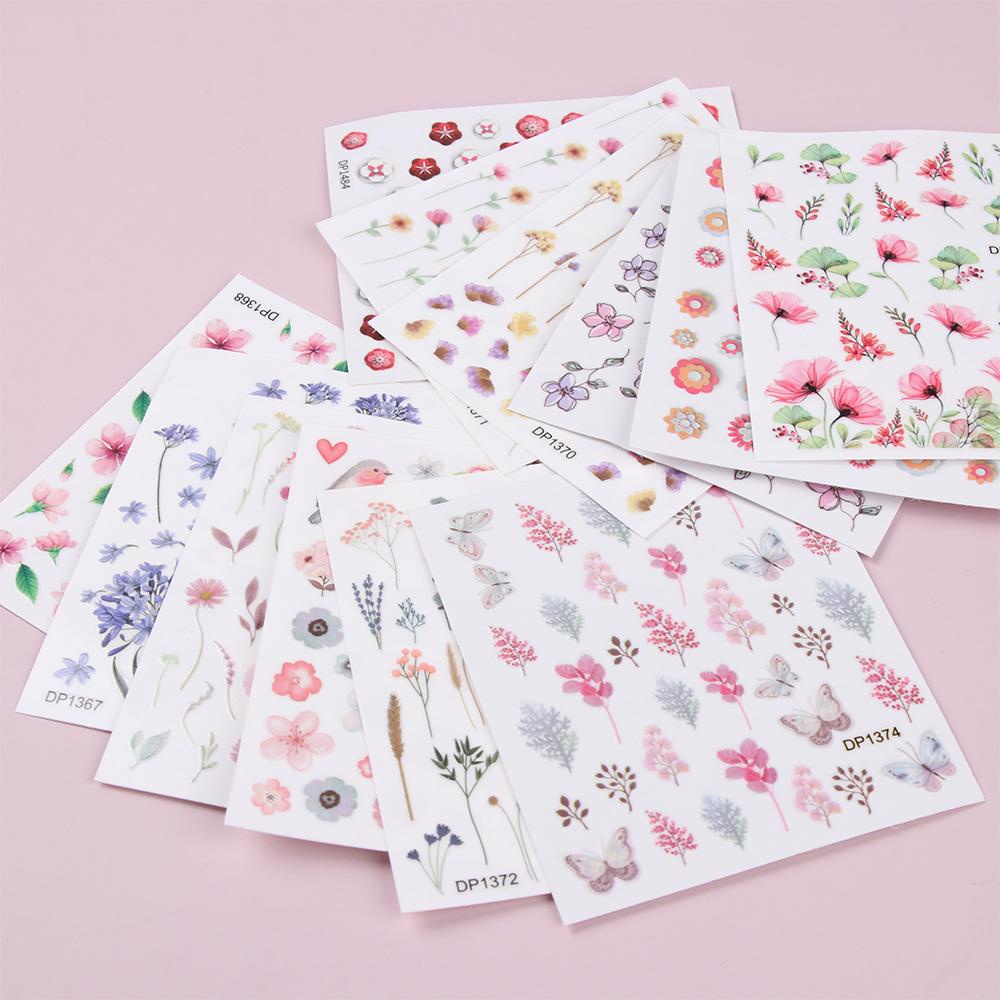 Preva Stiker Kuku Dekorasi Kuku Self-Adhesive Decals Desain Warna-Warni Sakura
