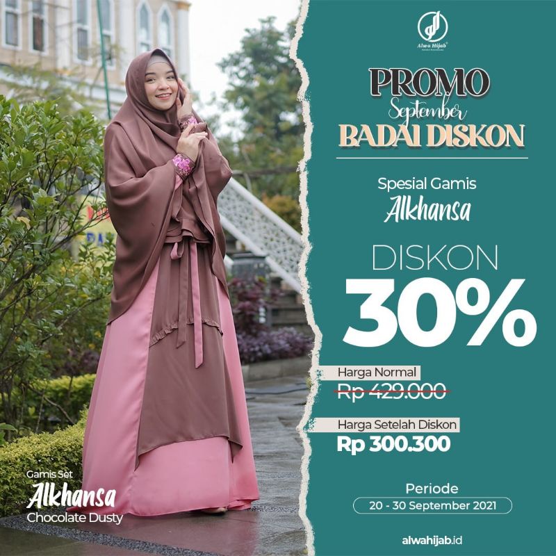 Diskon Baday  gamis set Al khansa ori by Alwa hijab