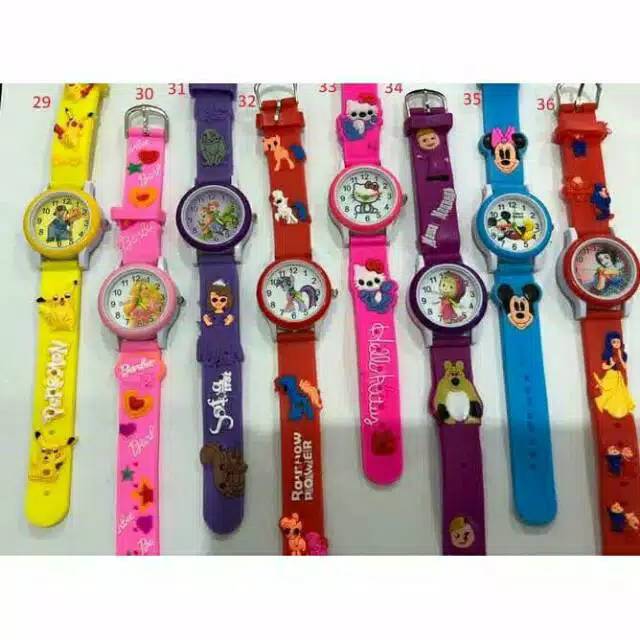 Jam Tangan Anak Perempuan Laki-Laki Strap Rubber Karakter Timbul 3D