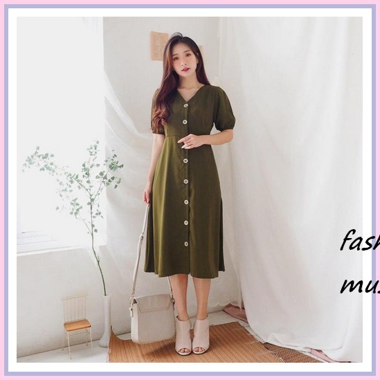 Dress Wanita Natal Pinggang Karet Belakang Dress Alegria Ala Korea Hits Bhn Babyterty Kombi Brukat D