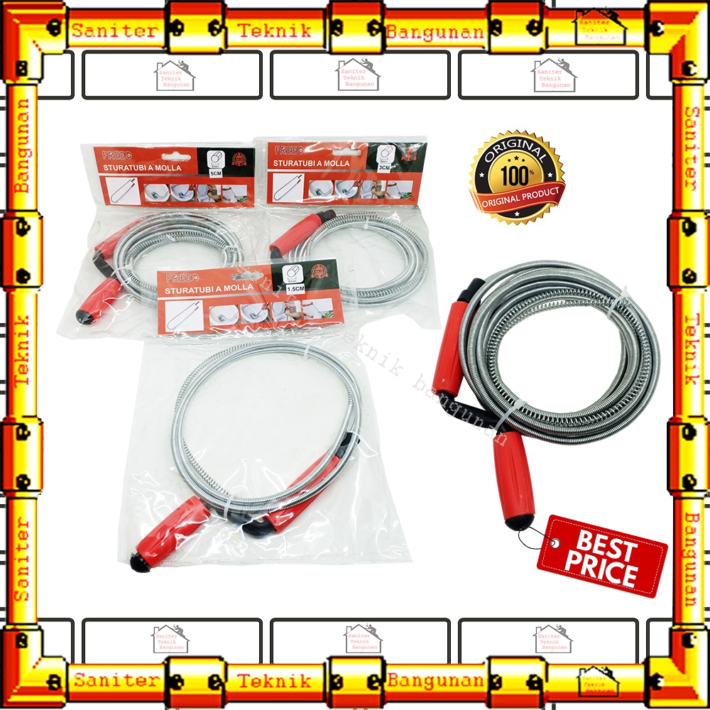 Alat Sodok Pipa Wastafel WC Tersumbat Mampet Pipe Cleaner 1.5M 3M 5M Freed