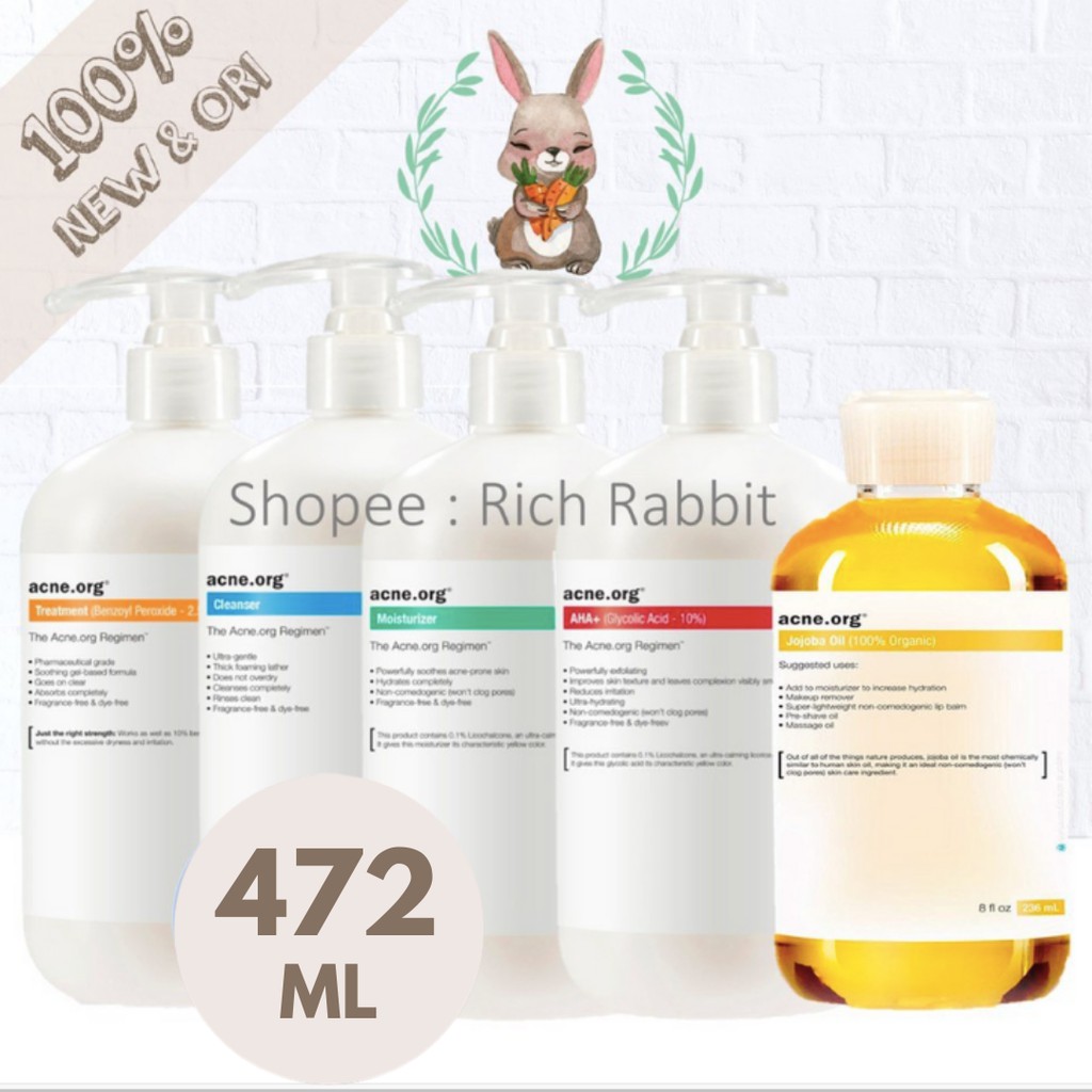 Acne Org Acne Org Cleanser Moisturizer Treatment Aha Glycolic Acid Jojoba Oil 472 Ml 16 Oz Shopee Indonesia