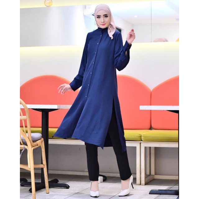 LONG TUNIK POLOS WANITA TUNIK BUSUI SHAKILA PREMIUM M,L,XL