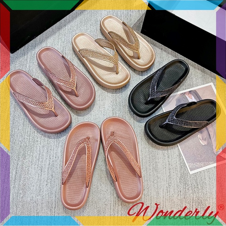 L1921A11 Sandal Anti Slip Karet Jelly Wanita Wonderly Sendal Jepit Gunung Import Premium Glanzton