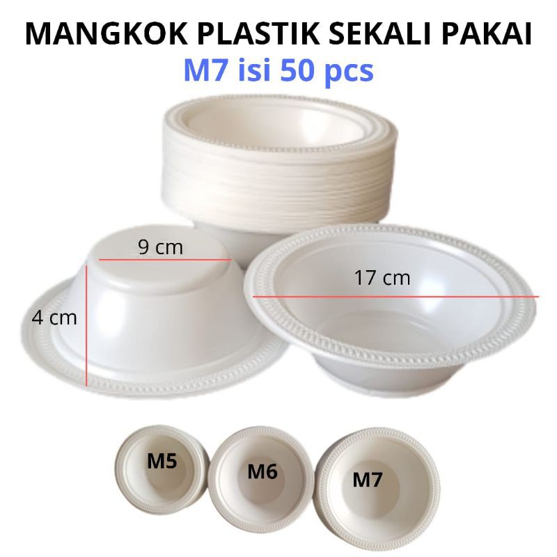 Jual Mangkok Plastik Bakso Sekali Pakai l Mangkuk Plastik Besar M7 Isi