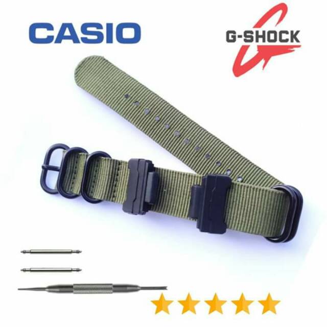 Tali Jam Tangan G-Shock Canvas Kanvas Dengan Adapter Hijau Army