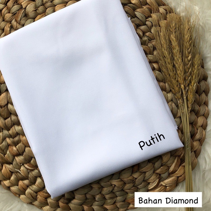 PASHMINA SABYAN  DIAMOND / 180 x 74cm DIAMOND SCRAF / HIJAB / JAHIT TEPI-Putih