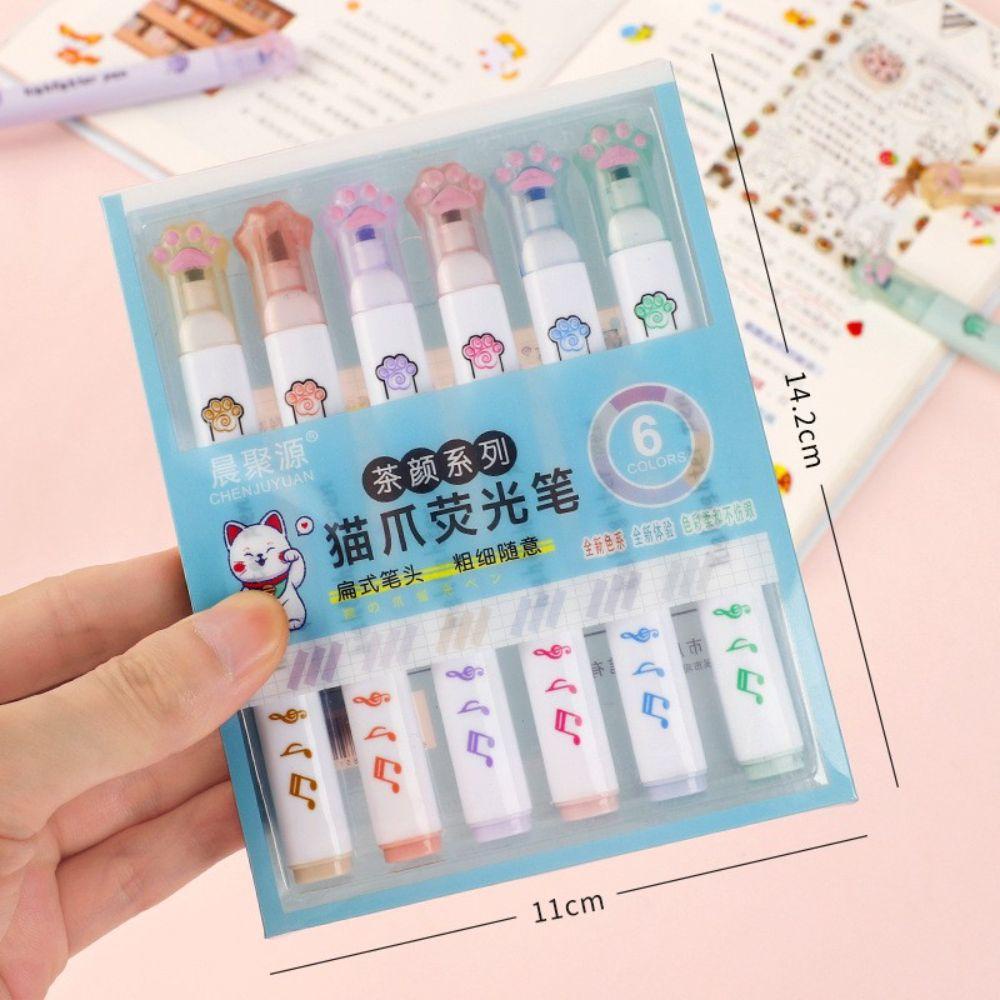 Mxbeauty Pen Neon 6Pcs/Set Vintage Siswa Stationary Perlengkapan Kantor Warna Permen Stabilo