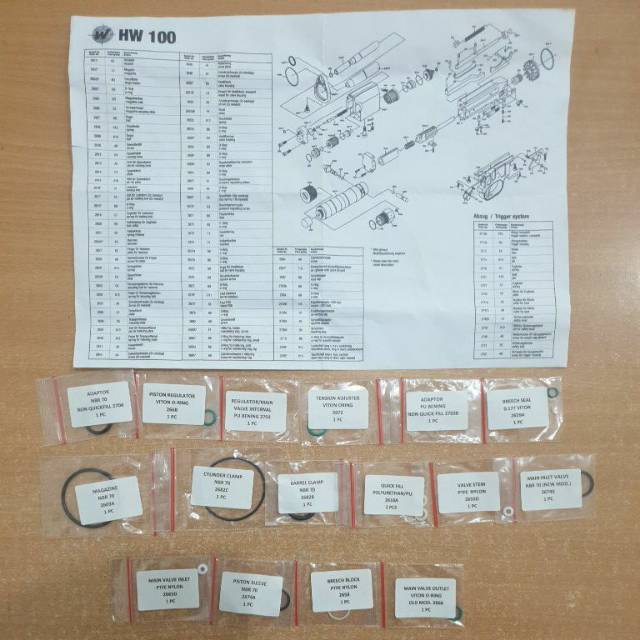 Seal kit regulator PCP HW 100 lengkap