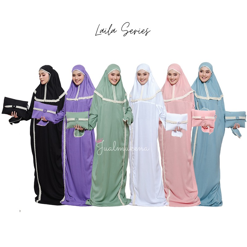MUKENA TELEKUNG TERUSAN DEWASA KATUN RAYON JANGER POLOS LACE LAELA