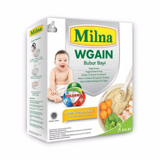 MILNA - WGAIN BUBUR BAYI 6+ 120 gram / BUBUR UNTUK MENAIKKAN BERAT BADAN BAYI / MPASI