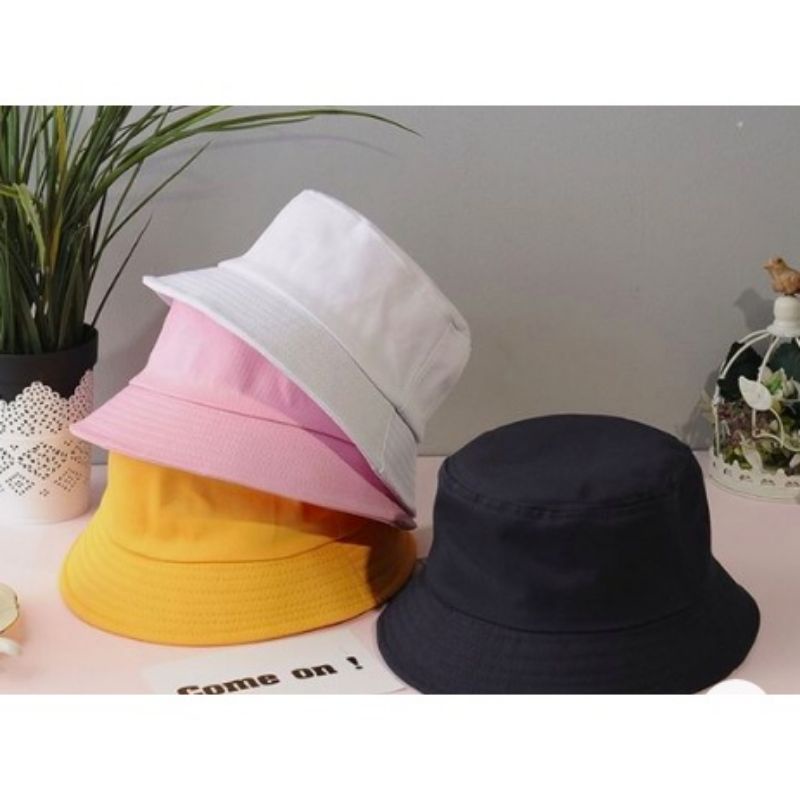 Topi Bucket Hat Polos Bolak Balik