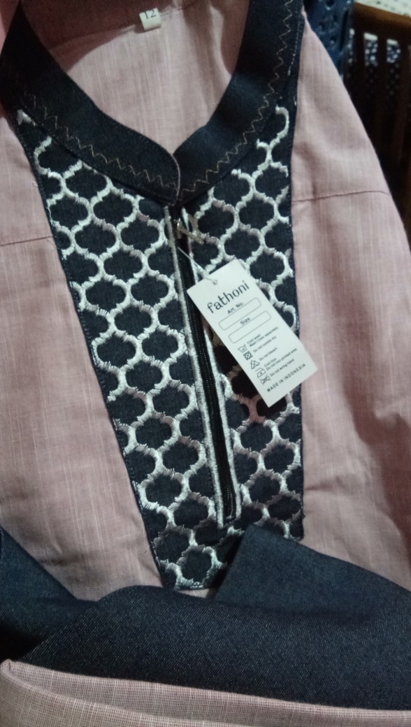 Koko Couple Ayah Anak Navy Merah Muda Batik