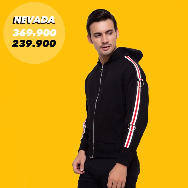 Nevada Jaket Tripes Tapes - Hitam