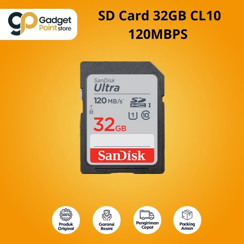 Sandisk Ultra SD Card/ SDCARD SDH 32GB Class 10 CL10 120Mbps Original  Garansi Resmi