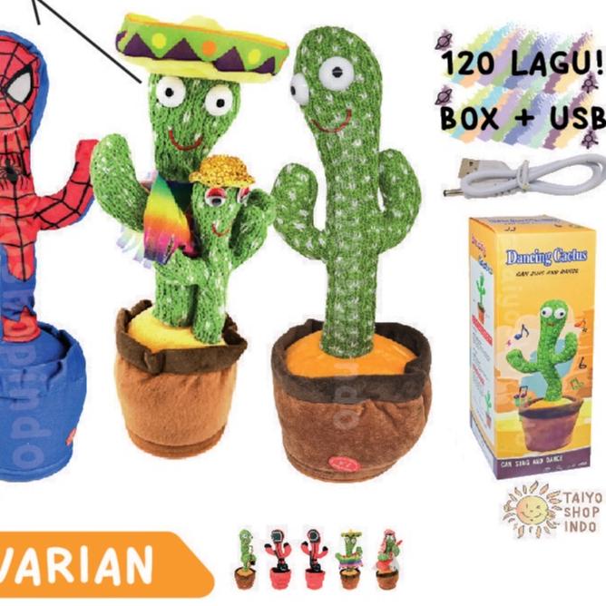 Mainan Anak Dancing Cactus USB BOX Kaktus Joged Musik Bicara Menari
