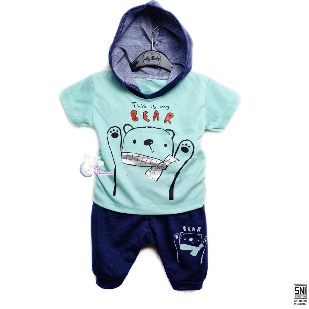 BAJU BAYI BOBOBAM BEAR HOODIE SETELAN ANAK LAKI-LAKI / SETELAN ANAK HARGA GROSIR