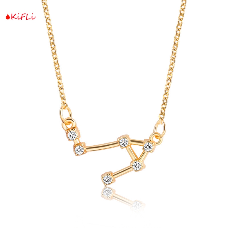 [Bayar Di Tempat],New 12 Constellation Kalung,Choker Dengan Liontin Bentuk Huruf,Dan Hiasan Berlian